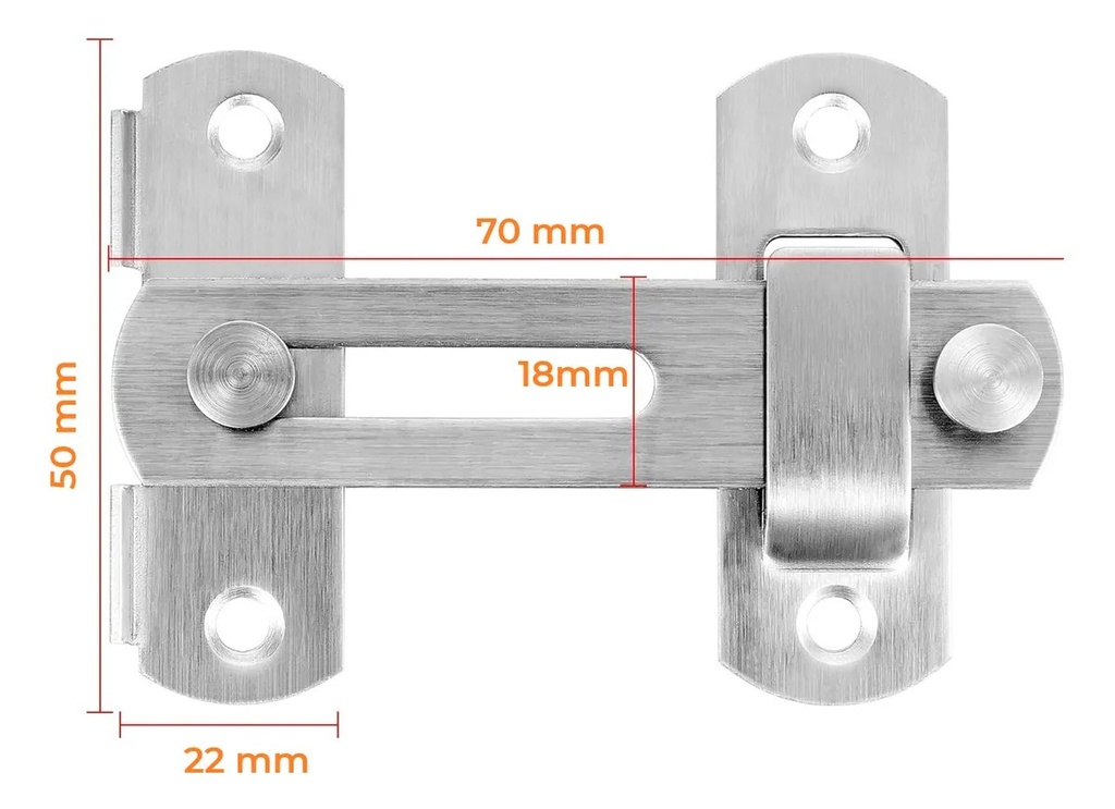 TRABA PASADOR RECTO P/PUERTA Y VENTANA A. INOX