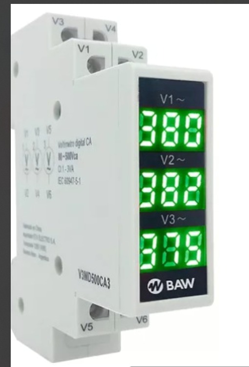 VOLTIMETRO DIGITAL TRIFASICO VERDE  1 MOD DIN